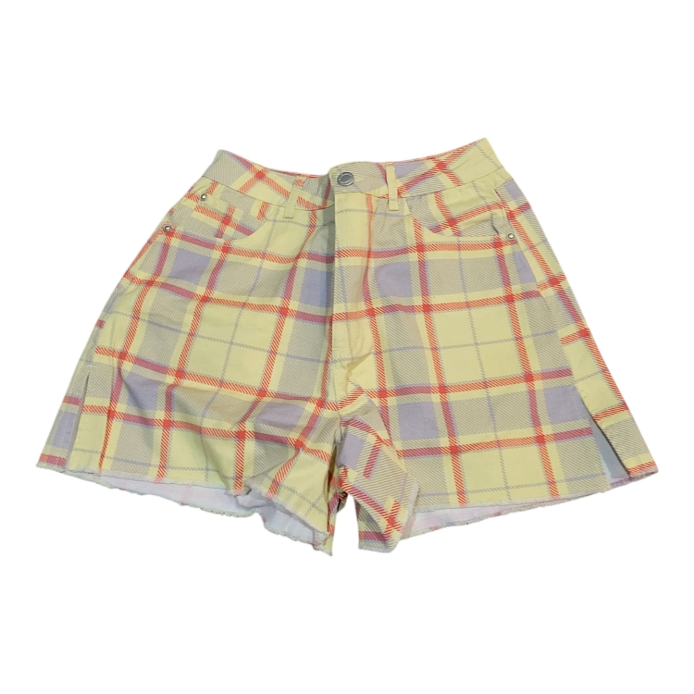 WeWoreWhat Yellow Plaid Cut Off Shorts NWT Size 26 Revolve high-waisted‎ shorts